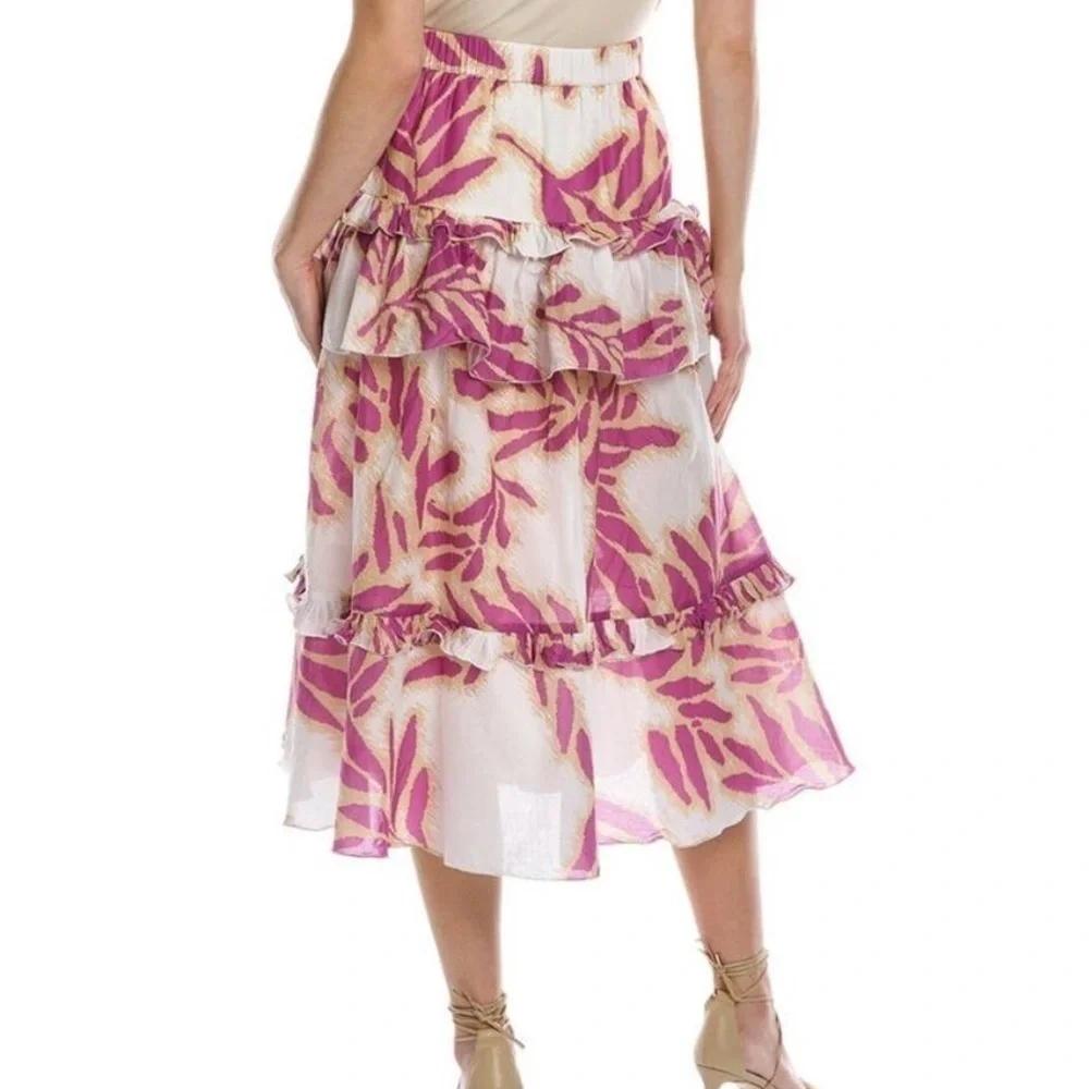 NWT Tanya Taylor Hazelle Floral Boysenberry Midi Skirt